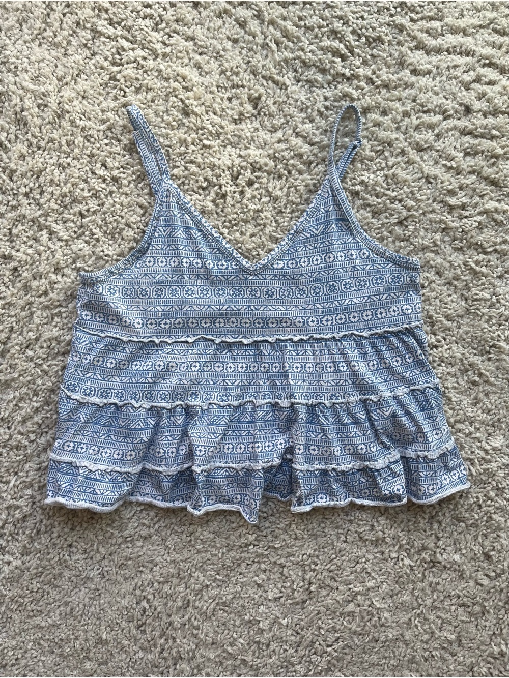 American Eagle Blue & White Tiered Babydoll Cami